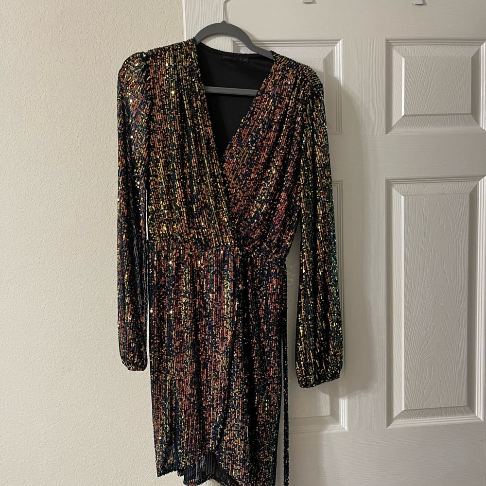 Navy multicolored Sequin Dress